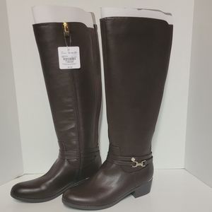 Women's Liz Claiborne Riding Boots NWT Coffee Bean Brown Wide Calf